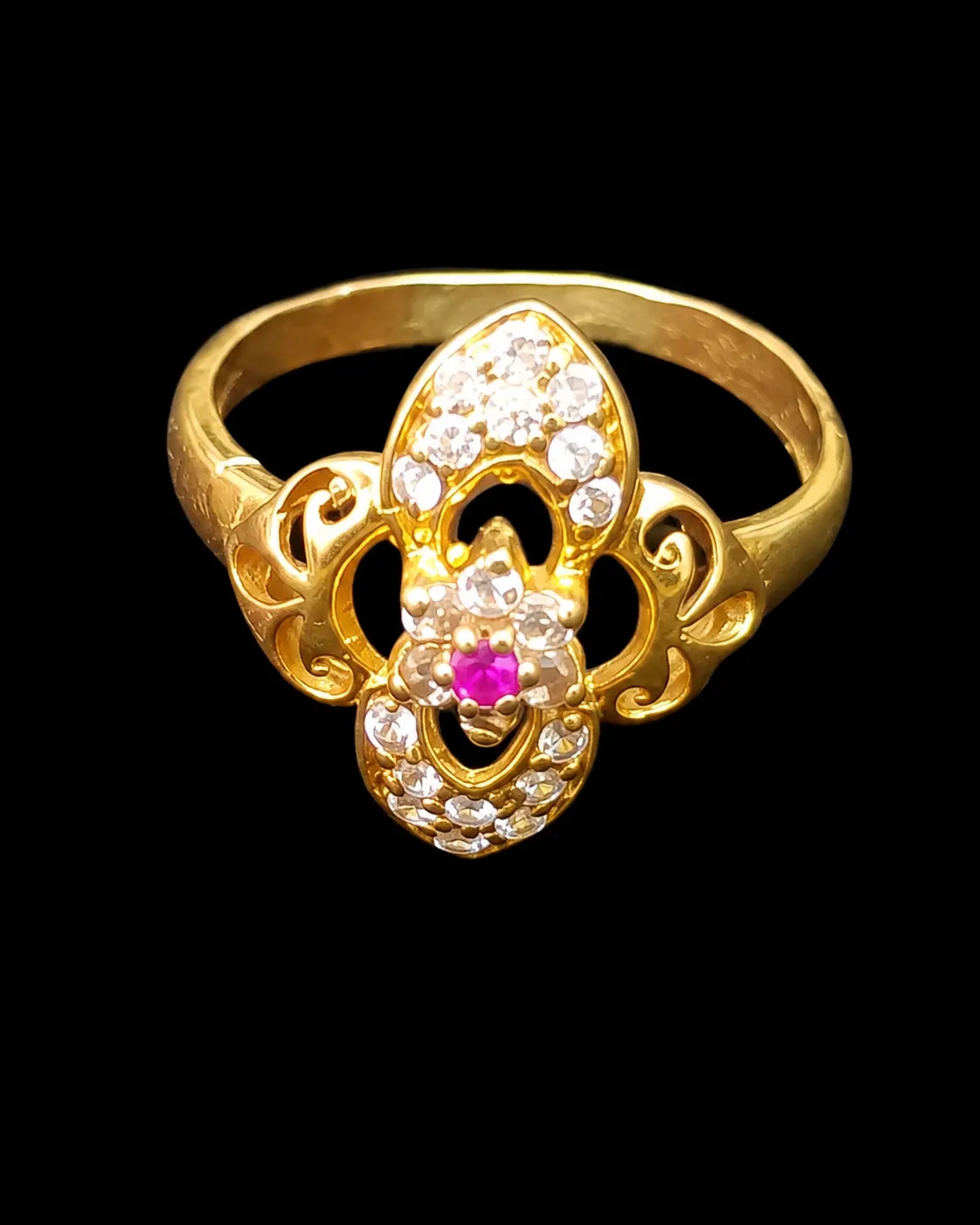 Gold Marquise Scrollwork Ring