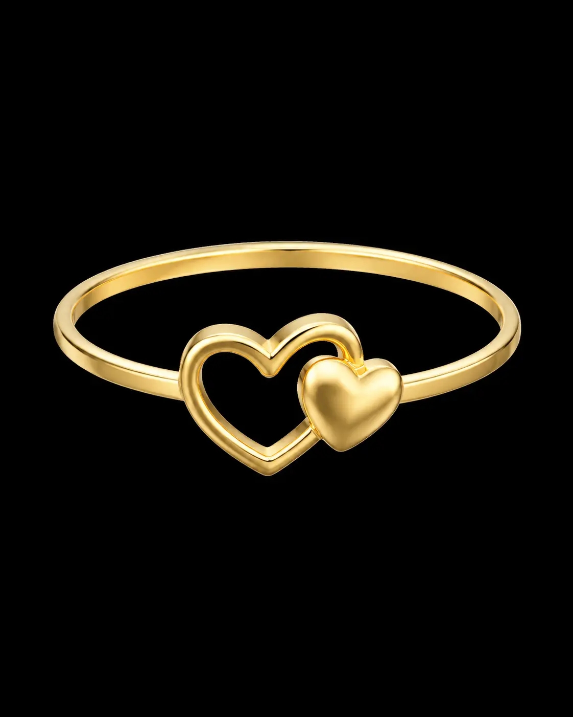 Intertwined Double-Heart Gold Ring