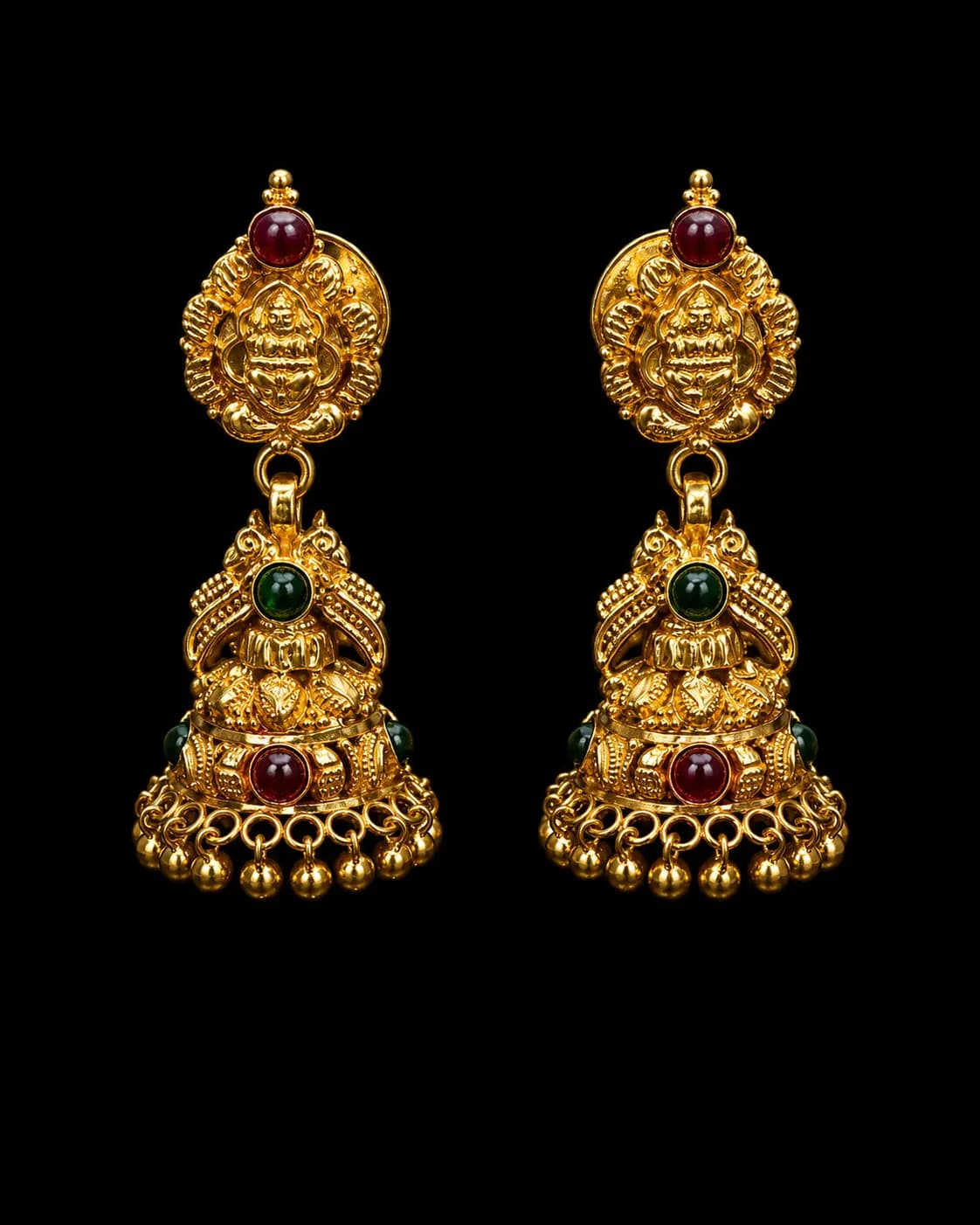 Ornate Gold Jhumka Earrings
