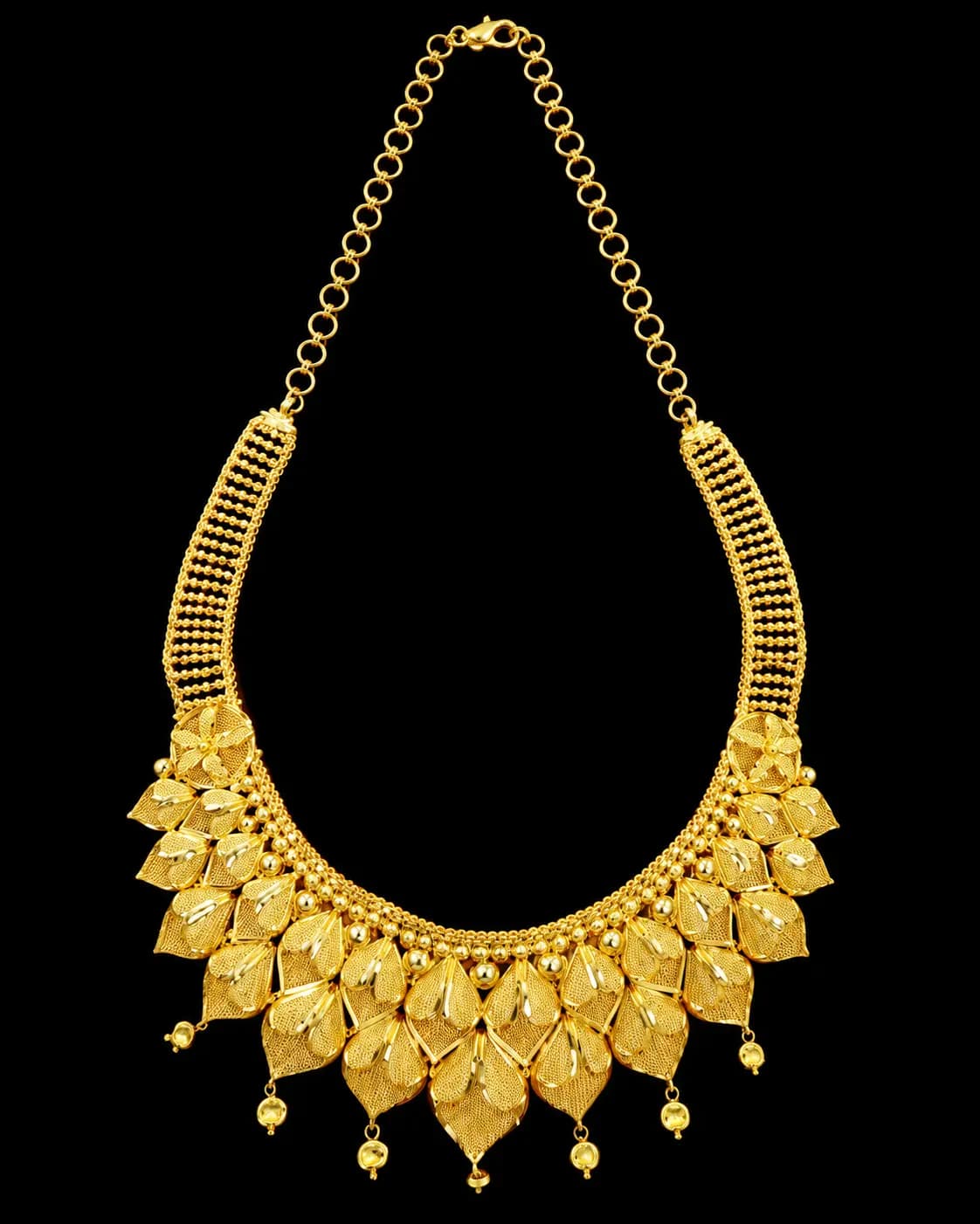Gold leaf collar necklace