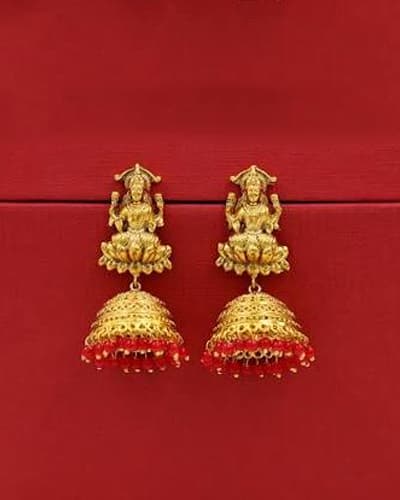 Temple Jhumka Gold Earrings