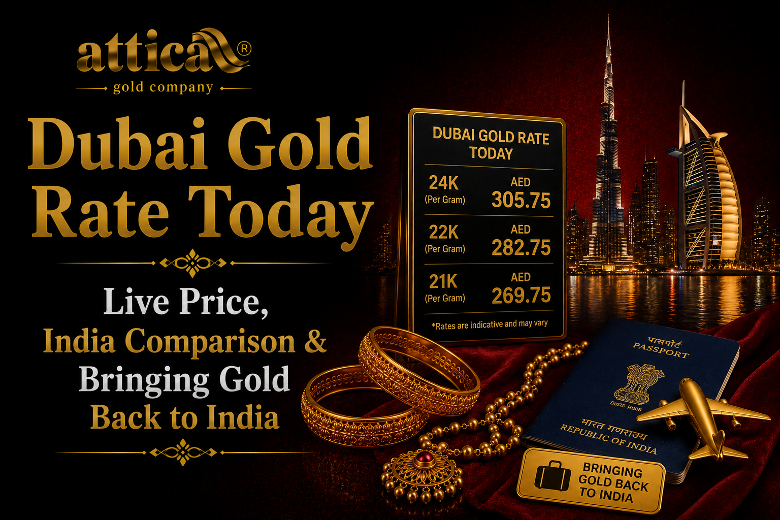 Dubai Gold Rate Today Live Price, India Comparison & Bringing Gold Back to India