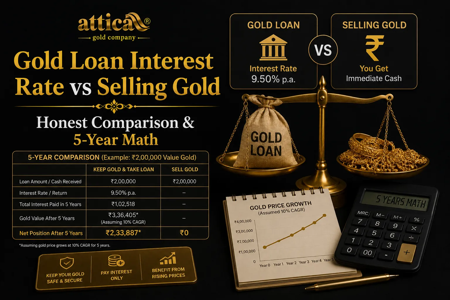 Gold Loan Interest Rate vs Selling Gold Honest Comparison & 5 Year Math
