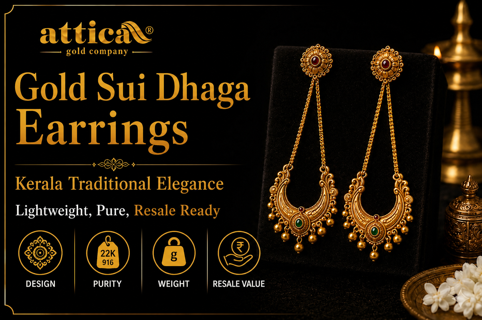 Gold Sui Dhaga Earring | Weight & Resale Value India