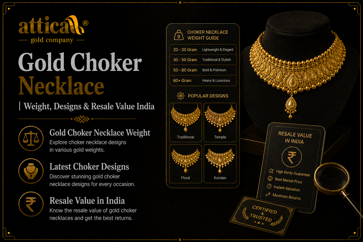 Gold Choker Necklace: Weight, Designs, Today’s Rate & Resale Value