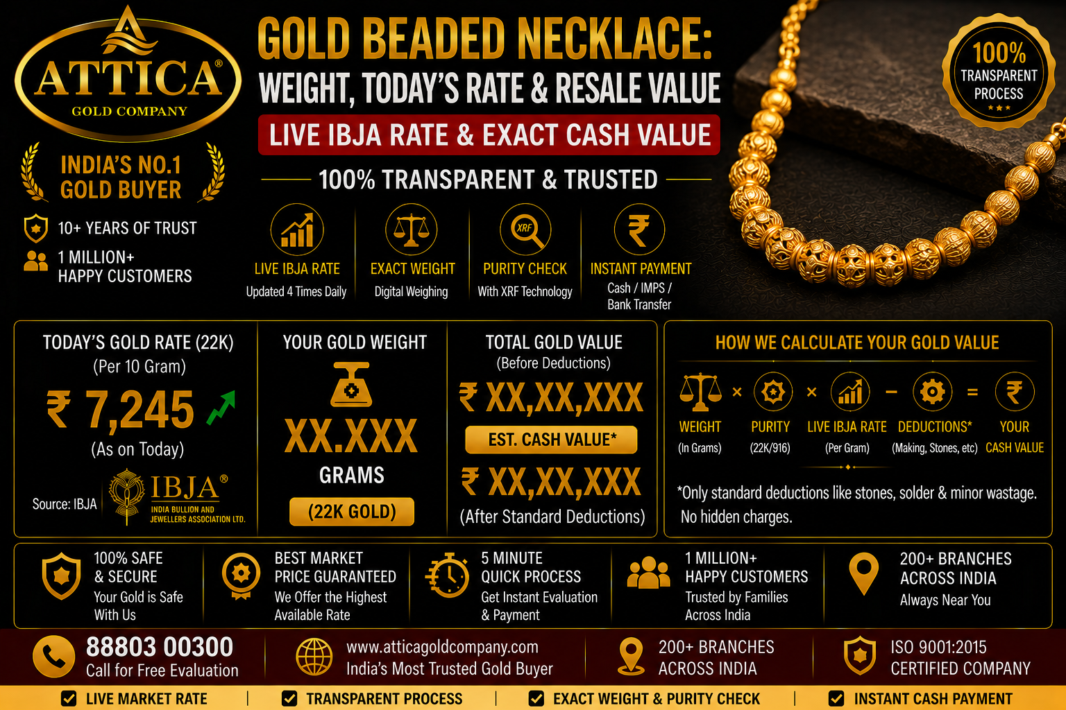 Gold Beaded Necklace: Weight, Today’s Rate & Resale Value