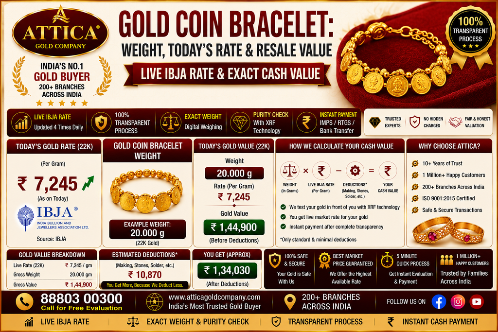 Gold Coin Bracelet: Weight, Today's Rate & Resale Value