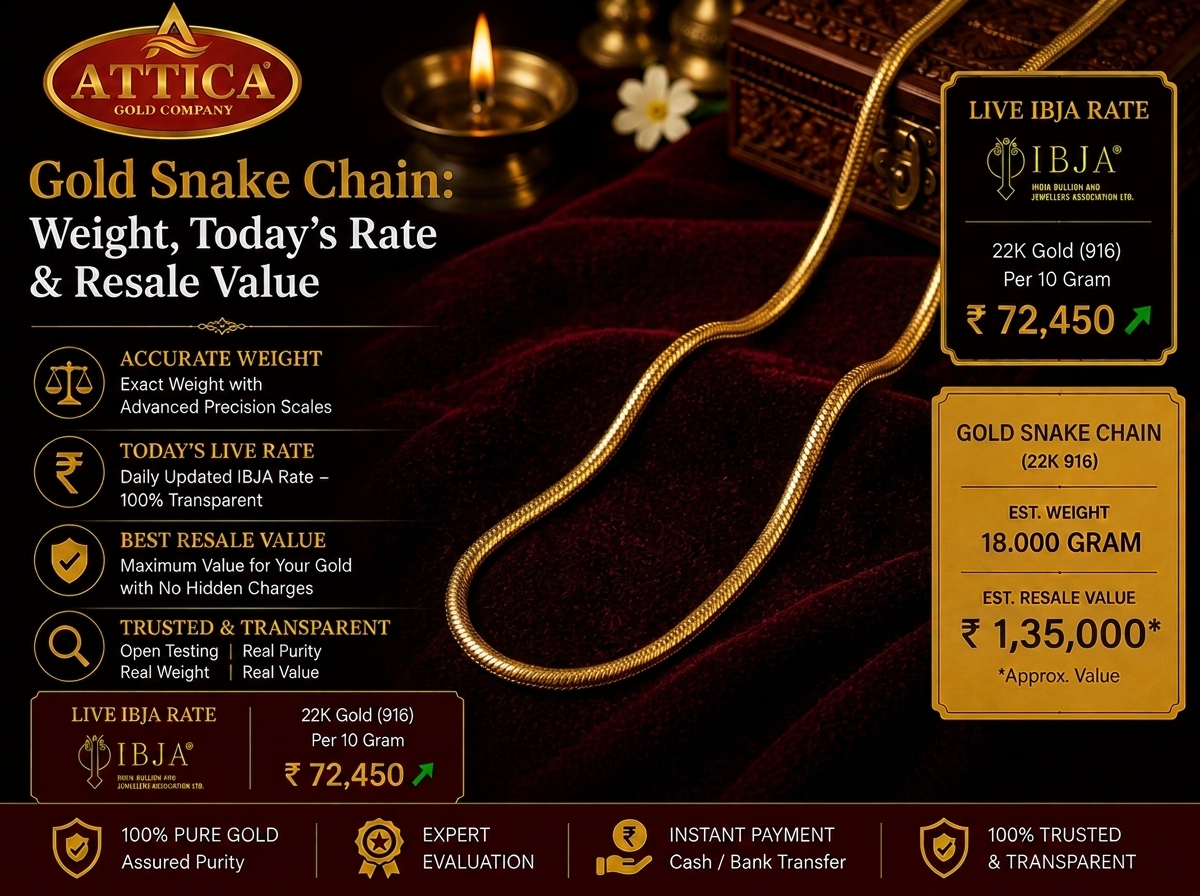 Gold Snake Chain: Weight, Today’s Rate & Resale Value