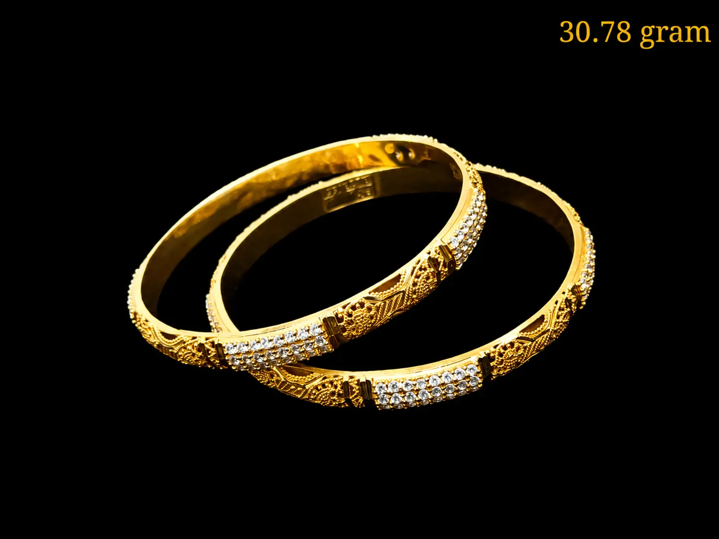 Gold Filigree Bangles on Black