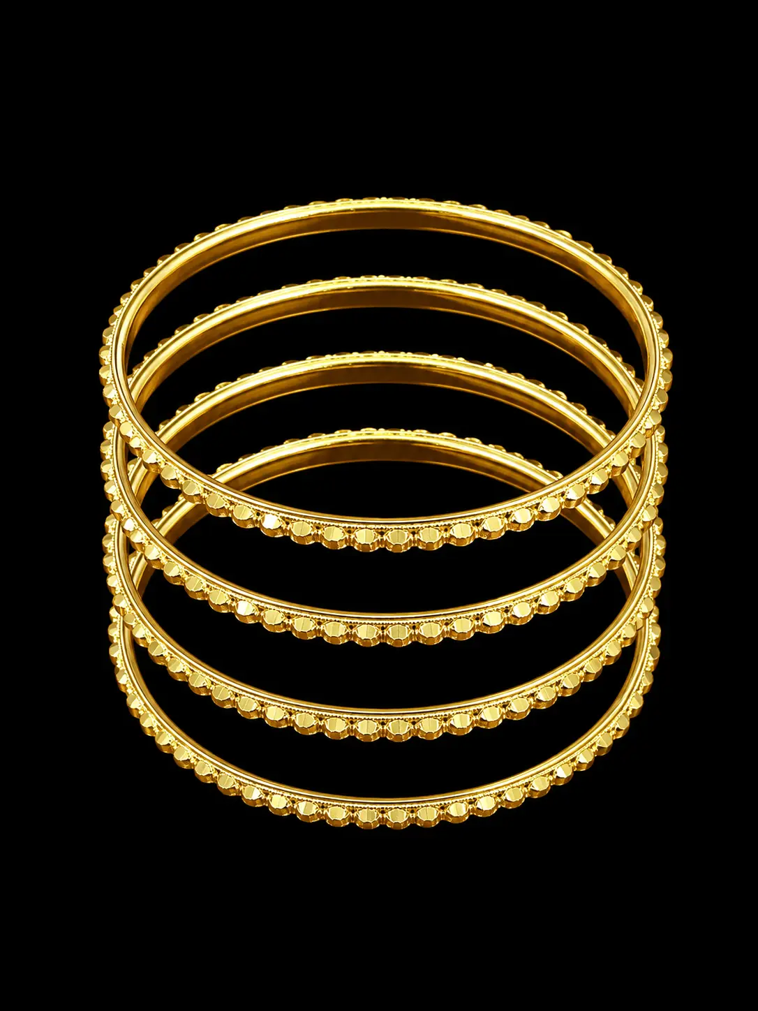 Gold Scalloped Bangle Stack