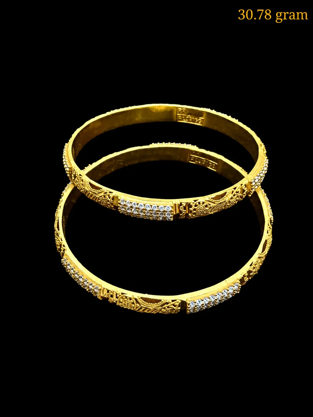 Golden Double-Loop Diamond Bangles