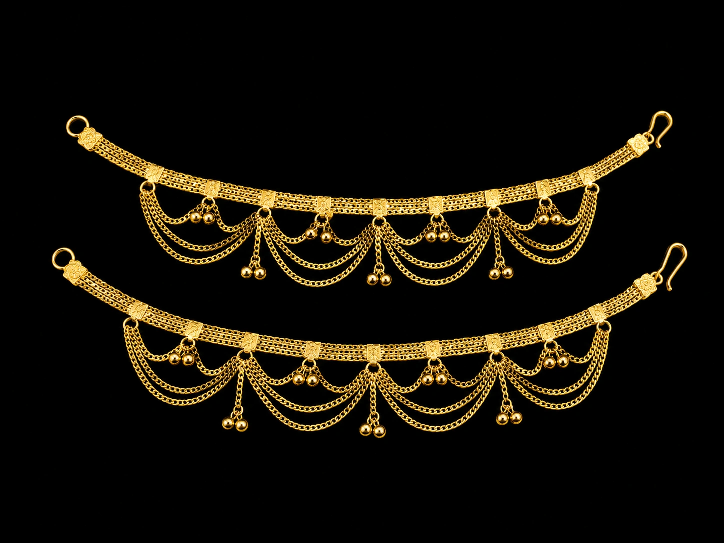 Golden Draped Chain Jewelry Pair
