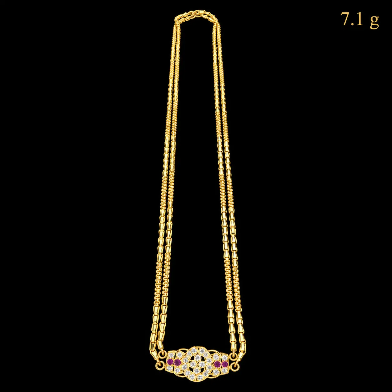 Golden Filigree Necklace with Gemstone Pendant