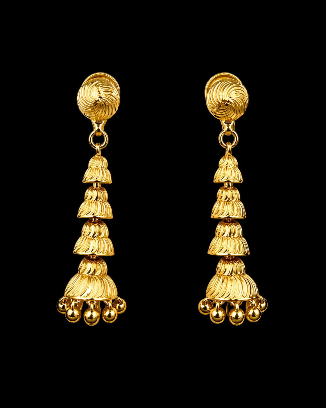 Golden Tiered Fringe Earrings