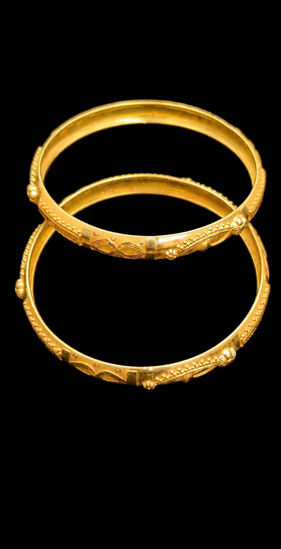 22K Twin Floral Gold Bangles