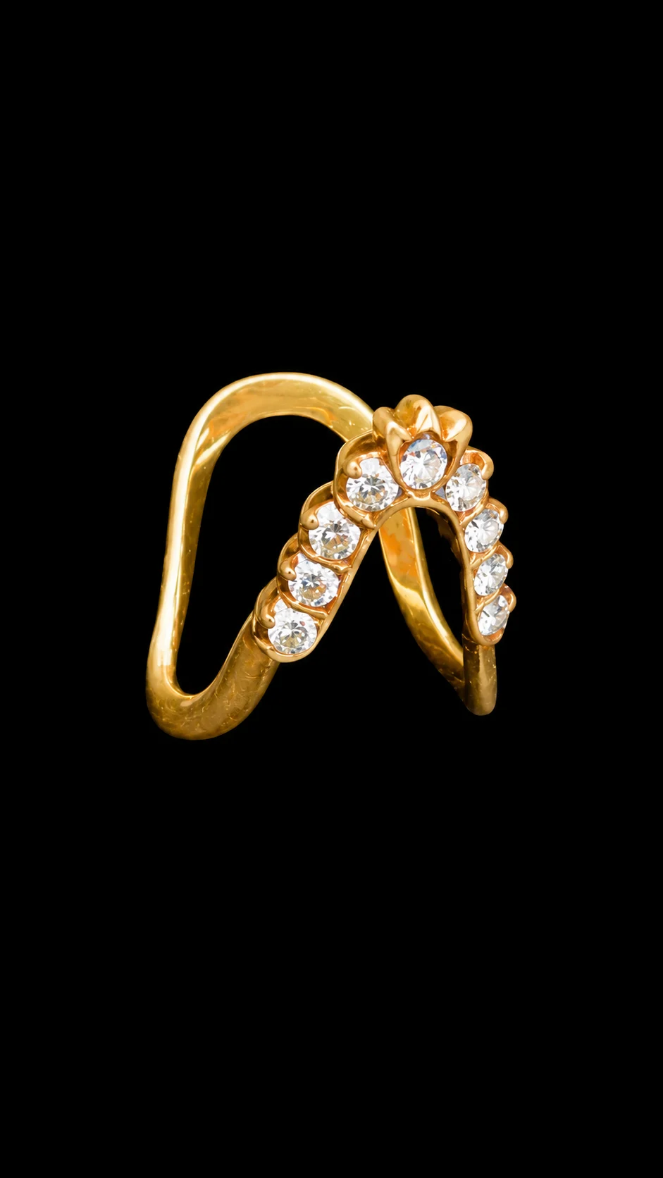 22K Floral Wave Cz Ear Cuff