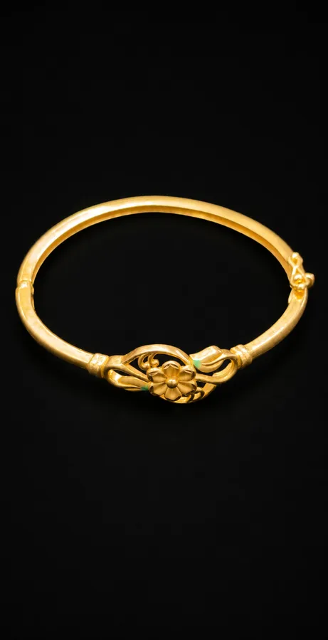 22K Gold Floral Bangle 01