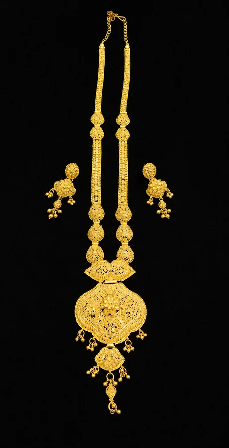 22K Gold Long Haram Set Earrings 01