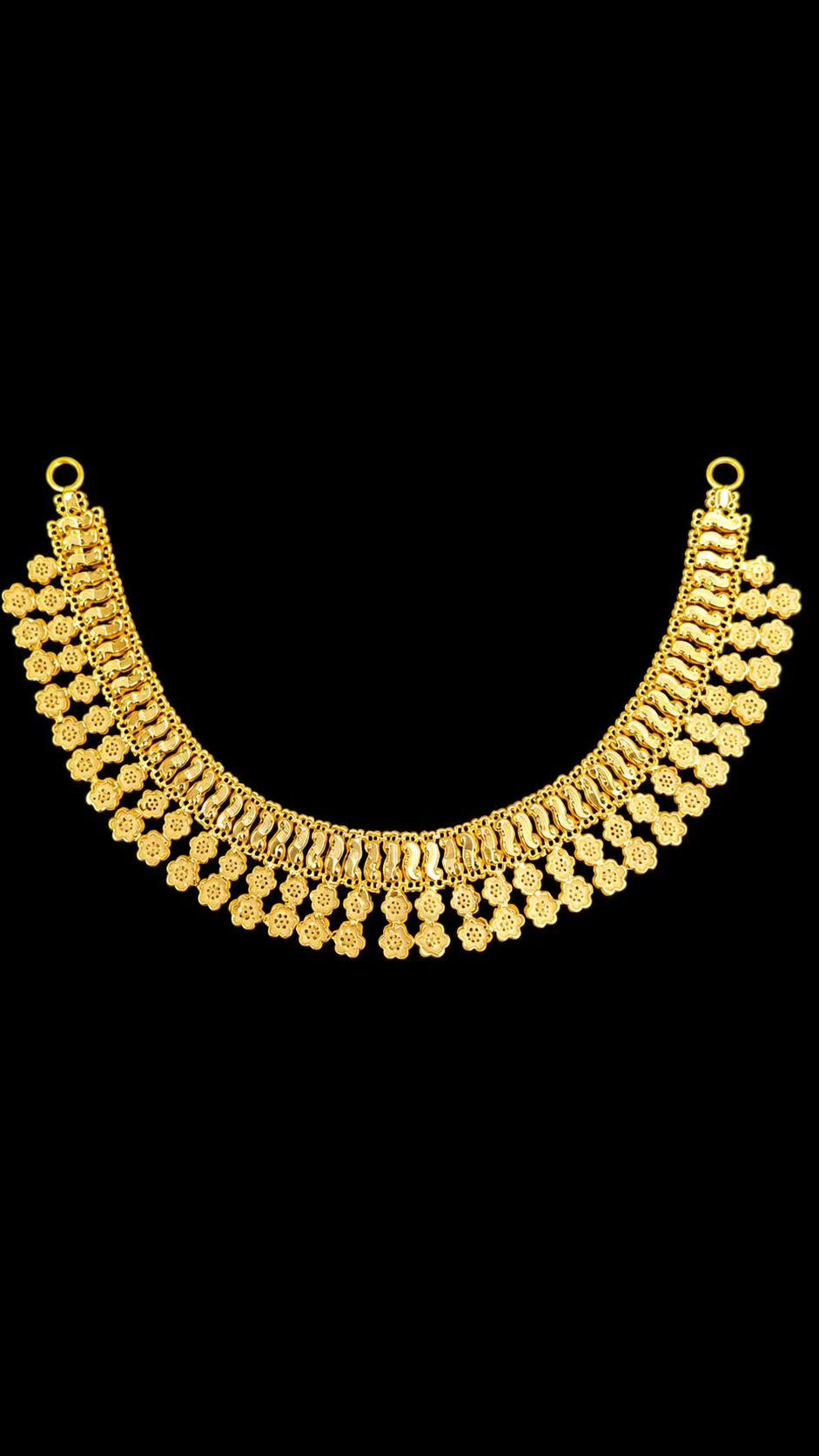 22K Traditional Floral Fringe Gold Necklace