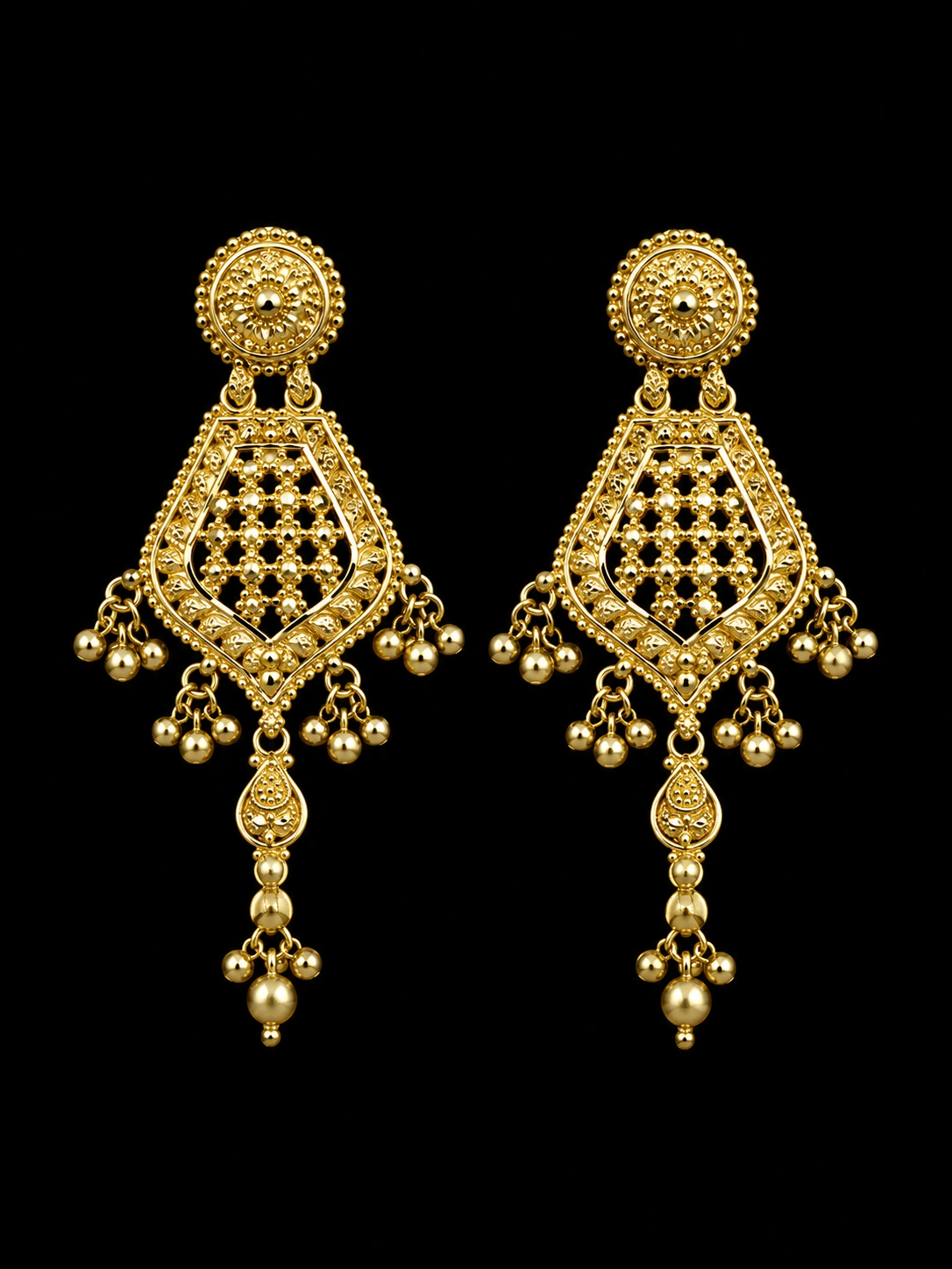 Ornate Gold Chandelier Earrings