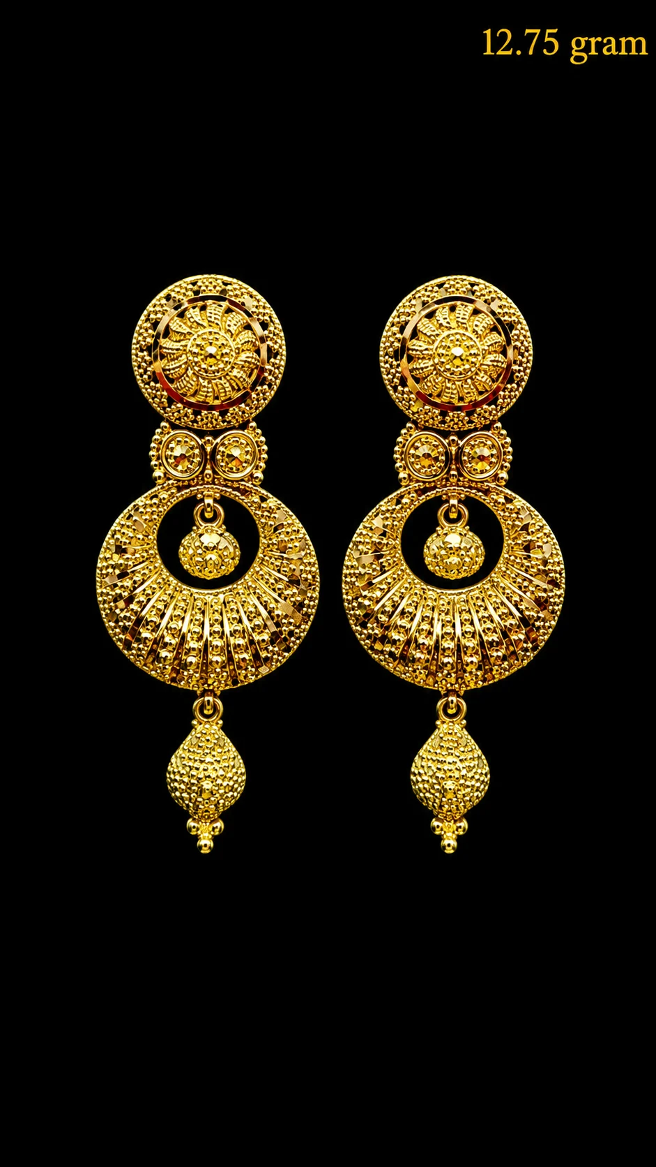 Ornate Gold Earrings Set