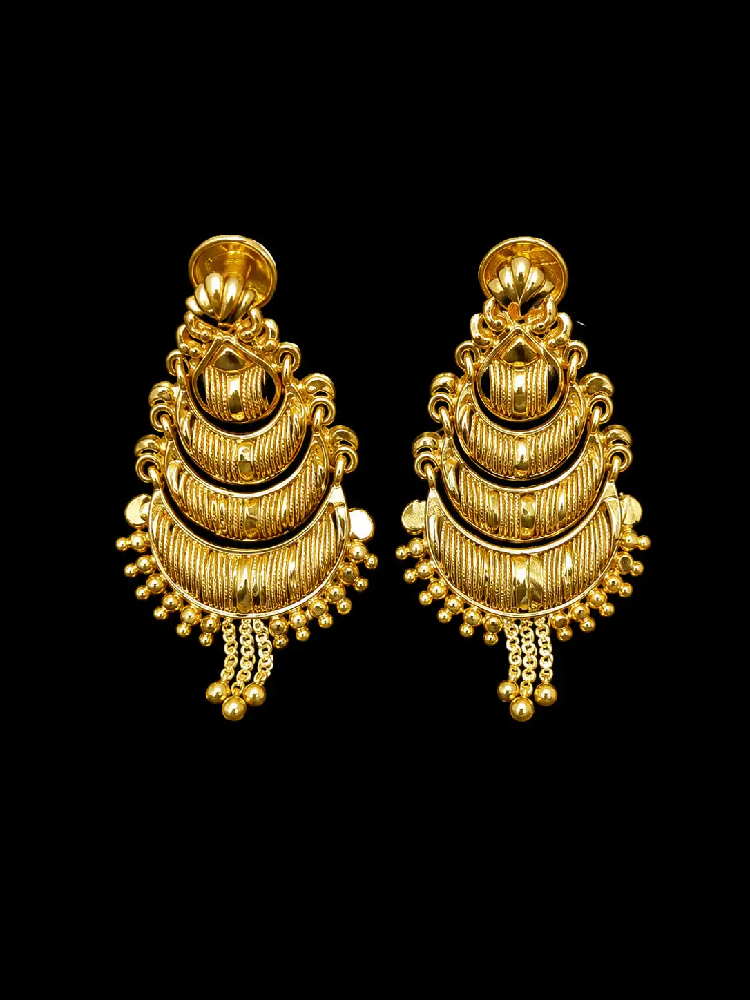 Ornate Gold Tiered Earrings