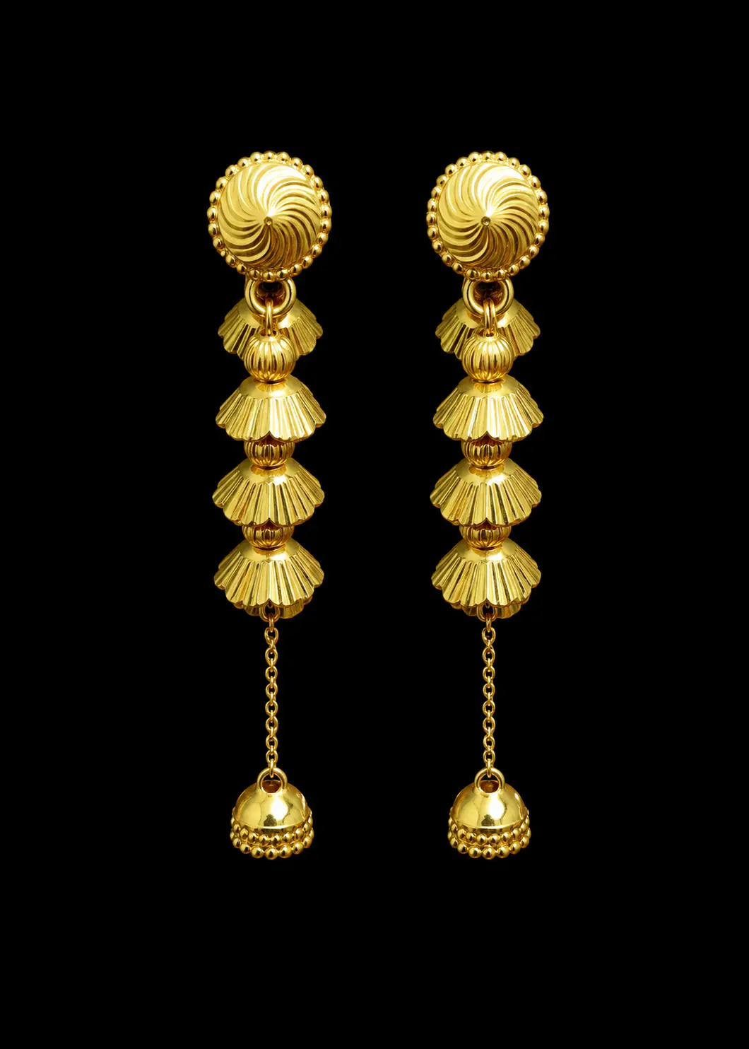 Symmetrical Gold Spiral Fan Earrings