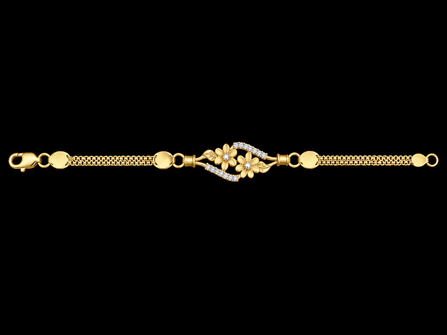 Gilded Floral Pavé Bracelet
