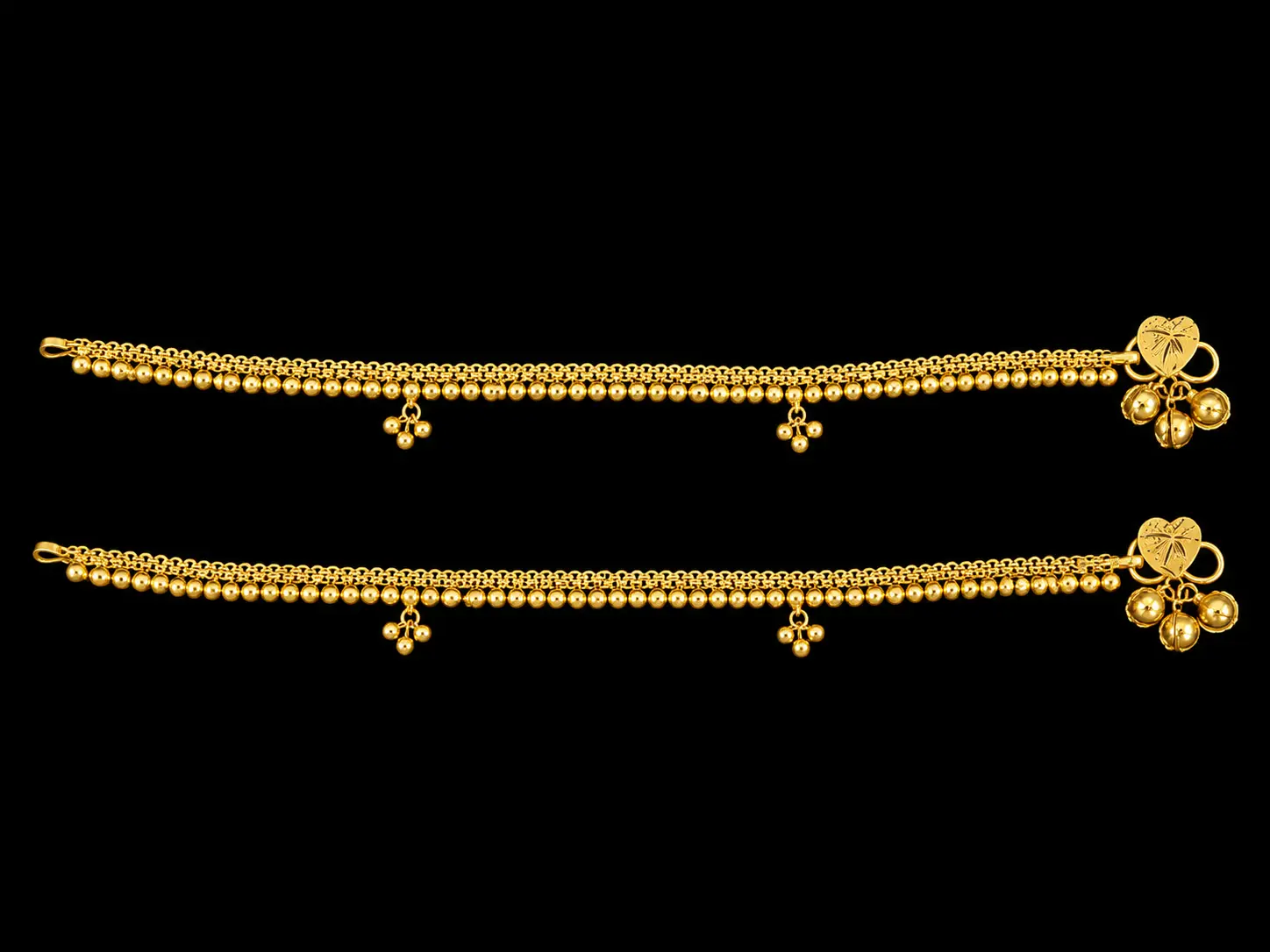 Gold Beaded Charm Anklet (Payal)