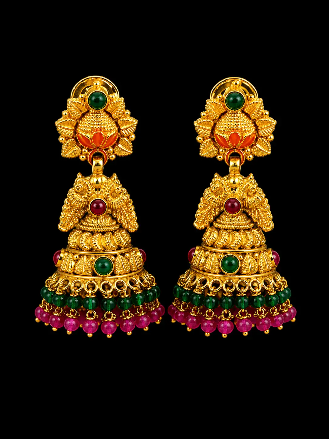 Ornate Gold Jhumka Earrings