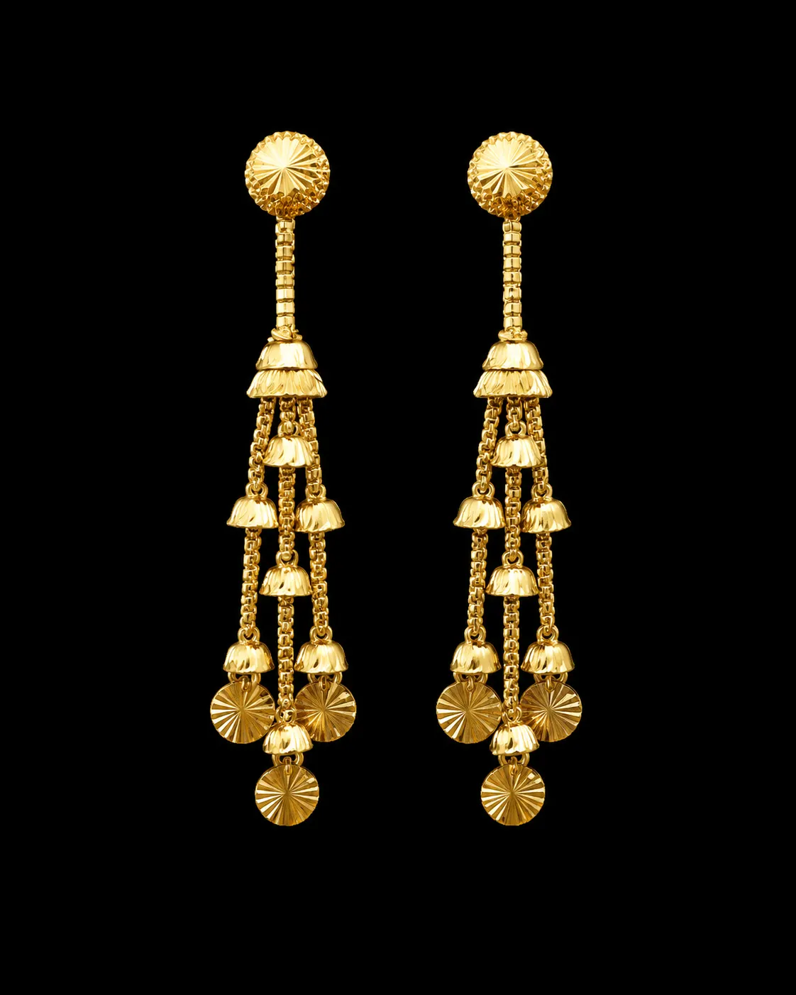 Symmetrical gold earrings