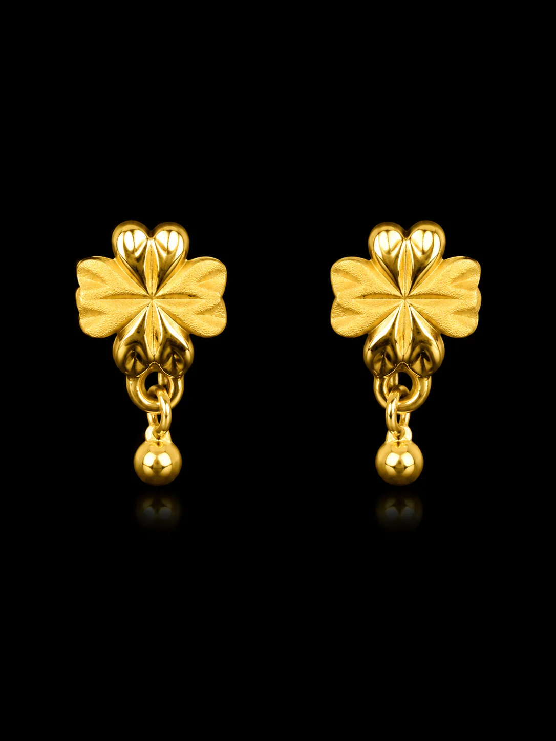 Symmetrical Gold Floral Drop Earrings