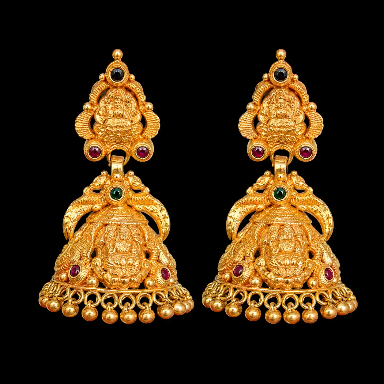 Temple gold earrings
