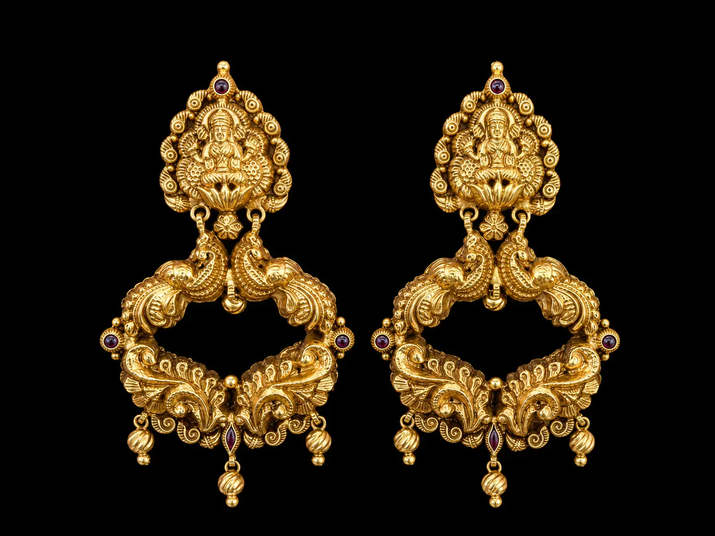 Traditional gold temple earrings